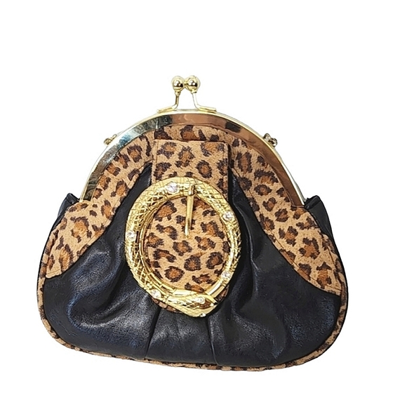 Unique bag leopard patterned tall clutch with snake ornament from Funk Me - Picture 6 of 10